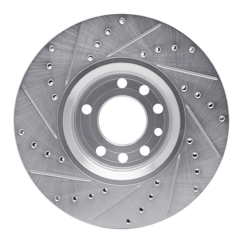 Chevrolet Astra Brake Rotor (1) - Front Right - R1 Concepts - Drilled & Slotted - Silver - `99-`10